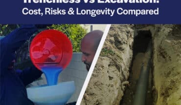 Trenchless sewer repair process without yard excavation