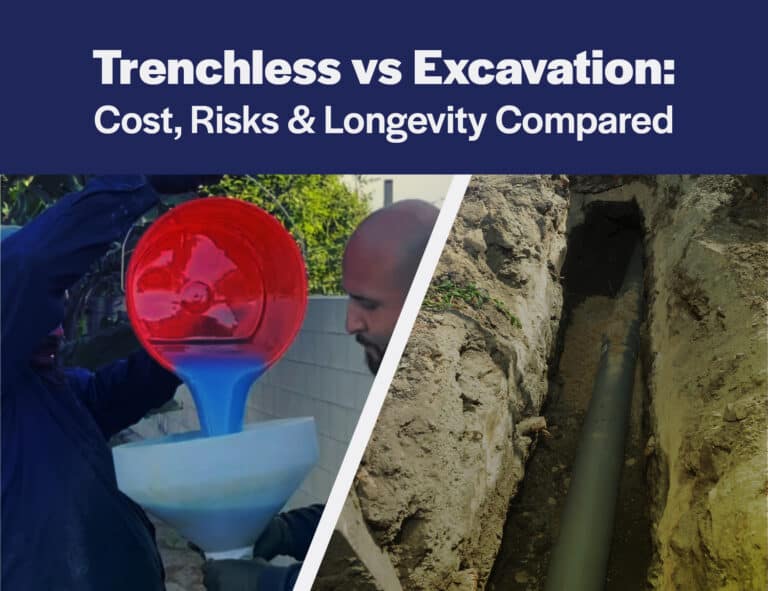 Trenchless sewer repair process without yard excavation